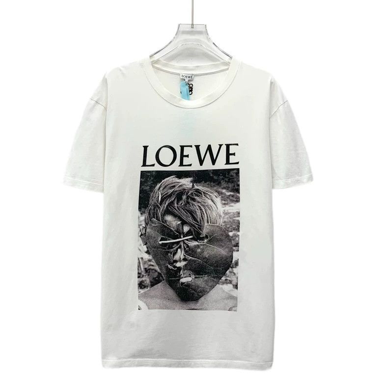 Loewe Loewe White abstract figure printed cotton round neck shor Size L / US 10 / IT 46 - 1 Thumbnail