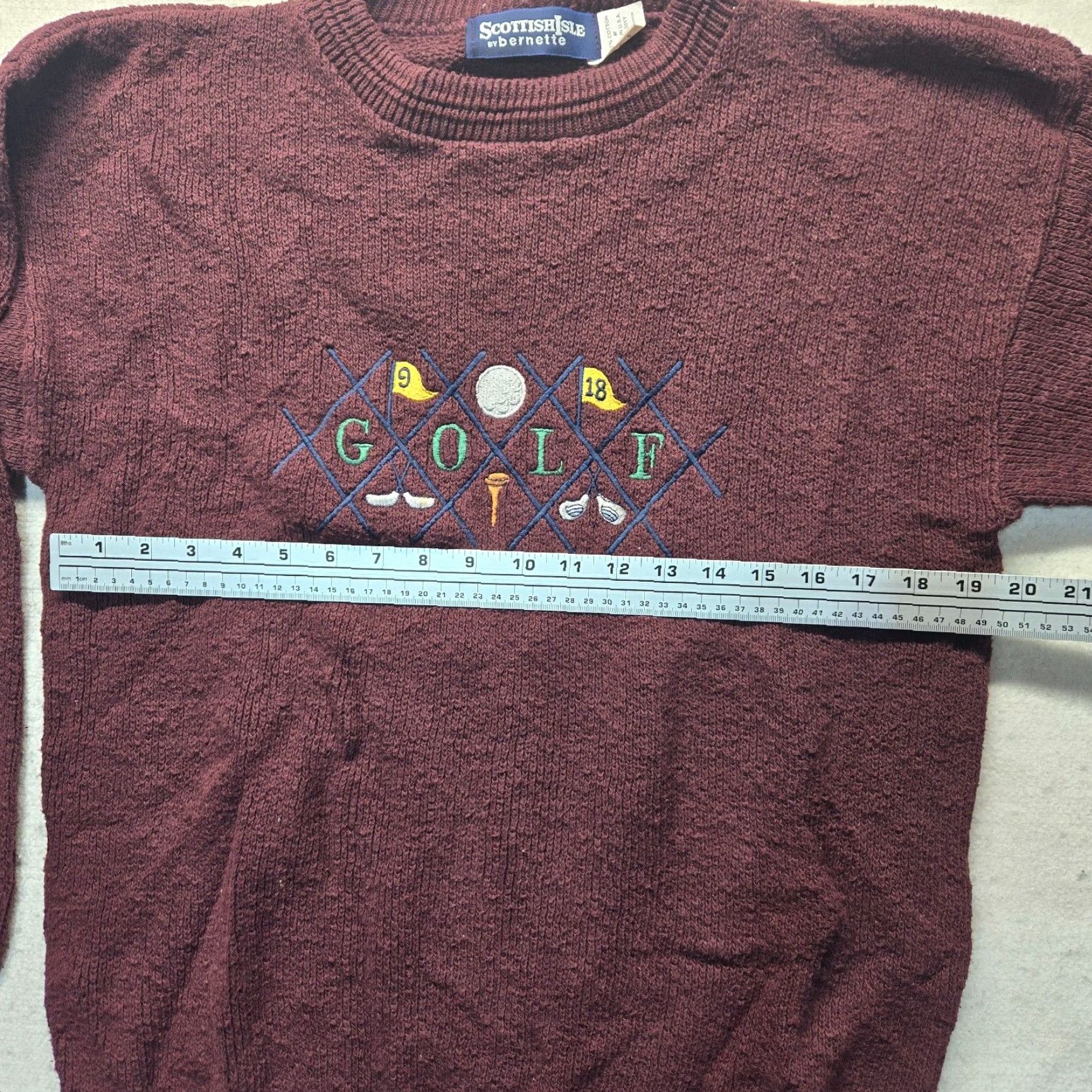 Vintage VINTAGE bernette Golf Sweater Shirt Mens XL 100% Cotton Red USA Embroidered Knit Crew Neck Pullover Long Sleeve Size US XL / EU 56 / 4 - 4 Thumbnail