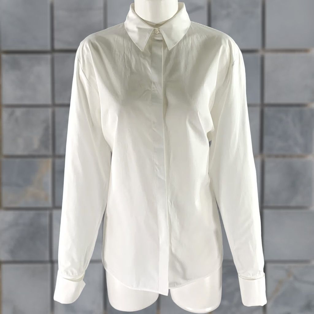 Loro Piana VINTAGE LORO PIANA Dress Shirt White Cotton French Cuff 12 Womens Size XL / US 12-14 / IT 48-50 - 1 Thumbnail