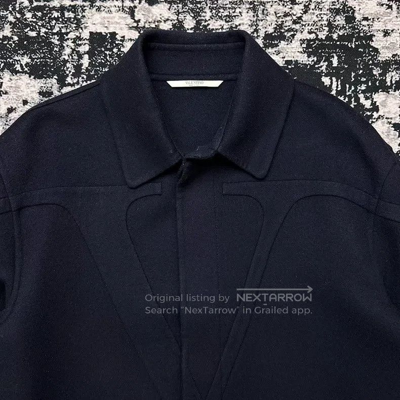 Valentino Valentino Navy blue logo wool cashmere jacket Size US M / EU 48-50 / 2 - 2 Thumbnail