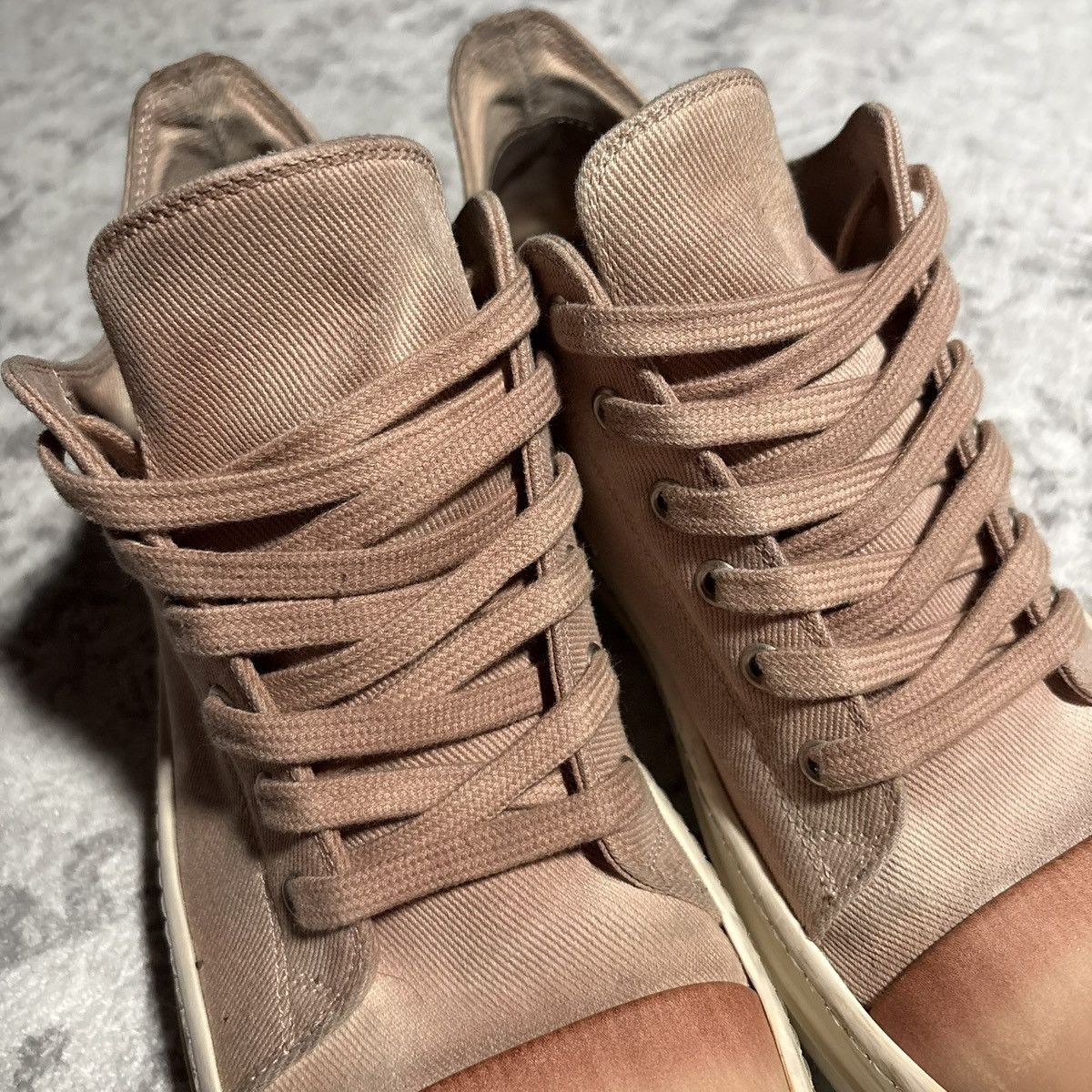 Rick Owens Drkshdw Rick Owens DRKSHDW Faded Pink Canvas Low Top Ramones | 41 Size US 8 / EU 41 - 3 Thumbnail
