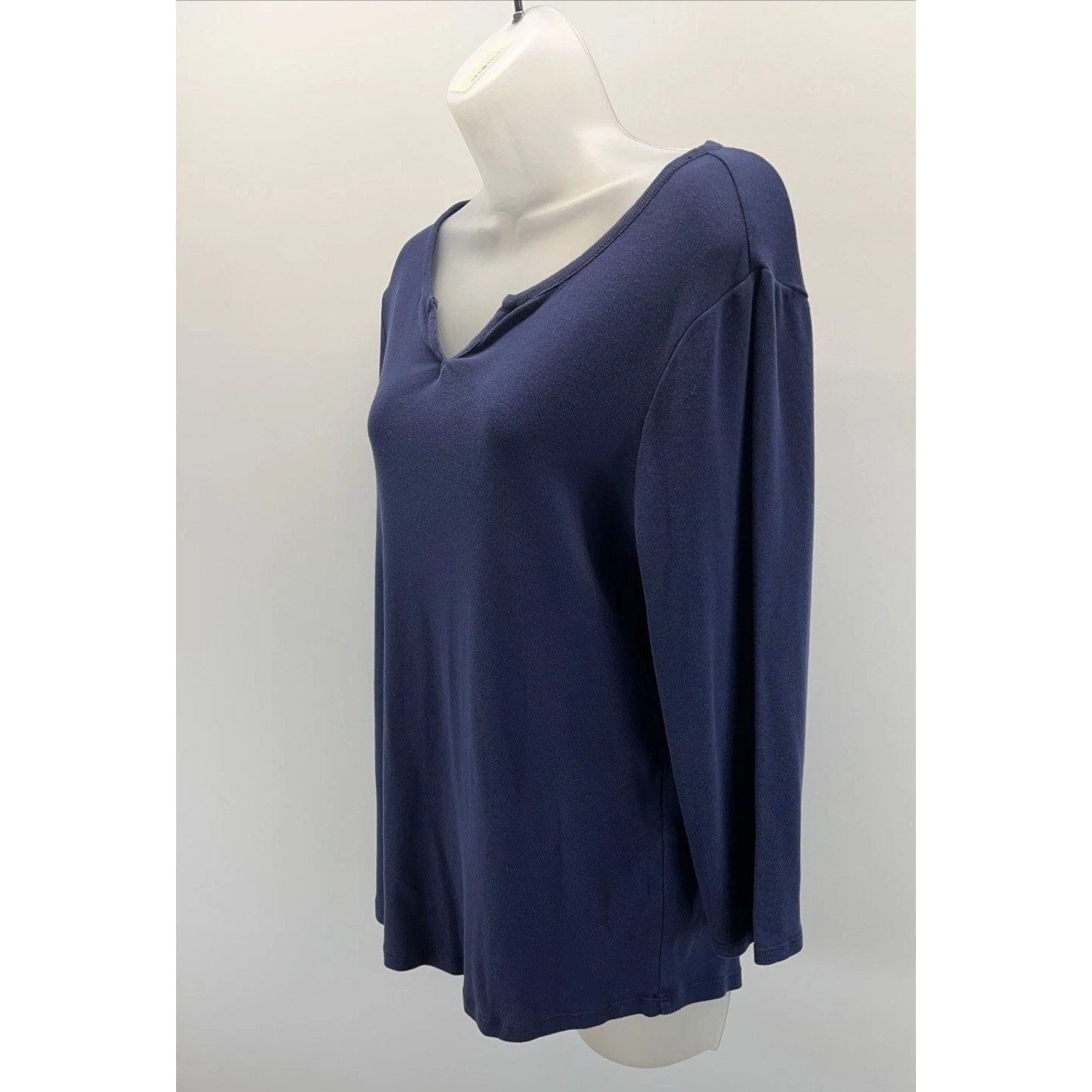 Chicos Chico's 3 Navy Blue VNeck 3/4 Sleeve Tunic Top Size 1 M Size M / US 6-8 / IT 42-44 - 3 Thumbnail