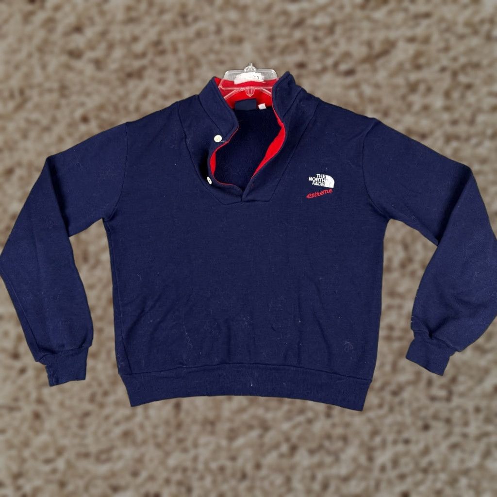 The North Face VINTAGE The North Face Sweater Men Mock Neck Henley 1/4 Zip Jersey Blue Medium Mens Regular Size M Size US M / EU 48-50 / 2 - 1 Thumbnail