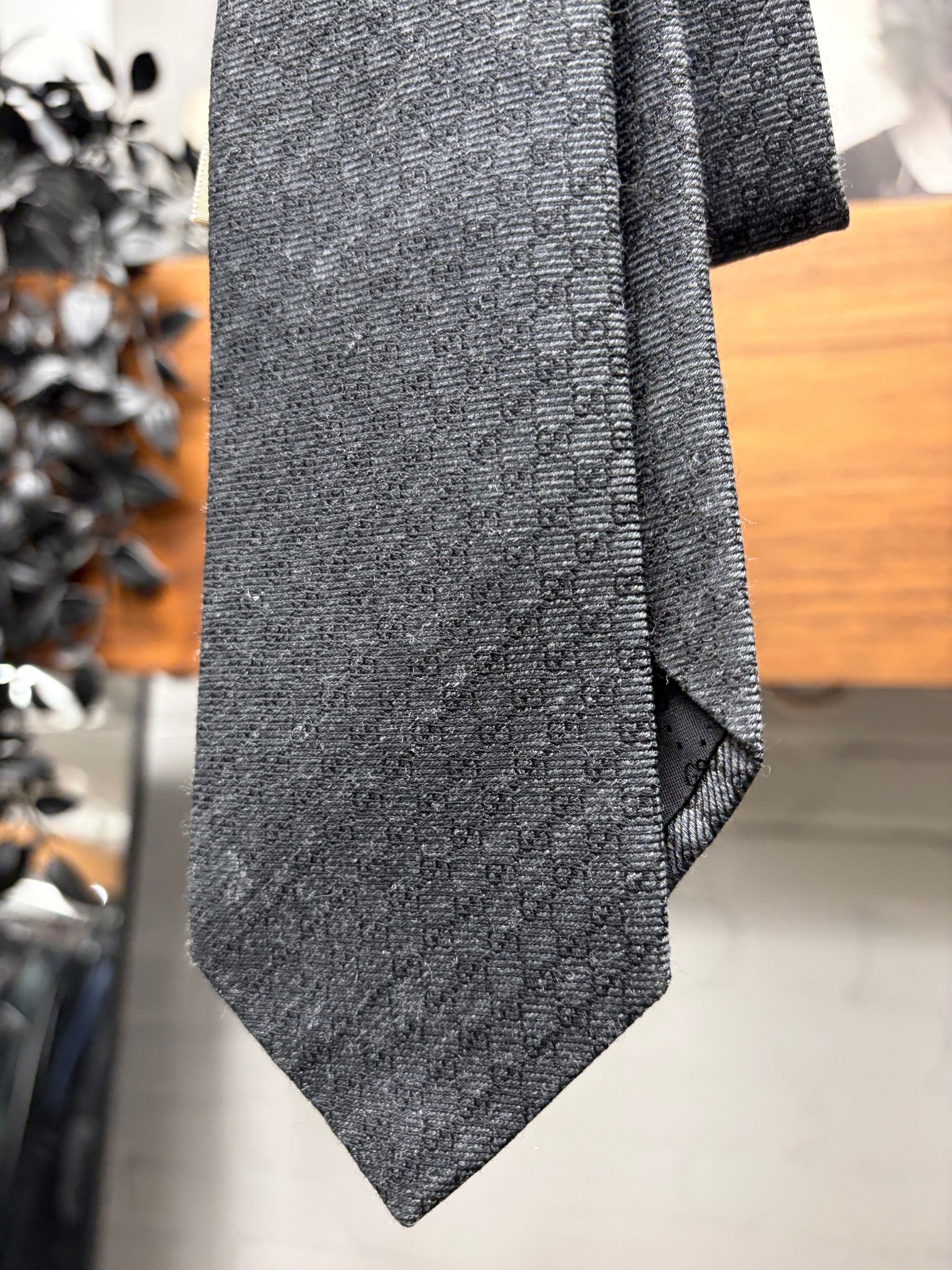 Gucci Gucci GG Micro Monogram Grey Silk Tie Size ONE SIZE - 2 Thumbnail