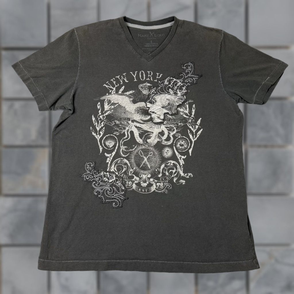 Ecko Unltd. VINTAGE Ecko Unltd. T-Shirt Adult Large Gray V-Neck Graphic Tee 2000s Mens Shirts Size US L / EU 52-54 / 3 - 1 Thumbnail