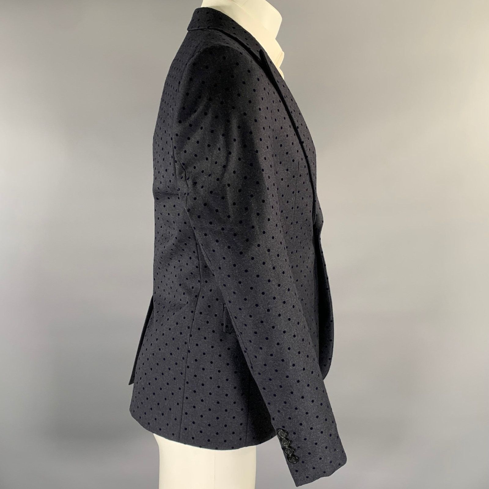 Emporio Armani EMPORIO ARMANI 40R Navy Polka Dot Wool Blend Sport Coat Size 40R - 3 Thumbnail