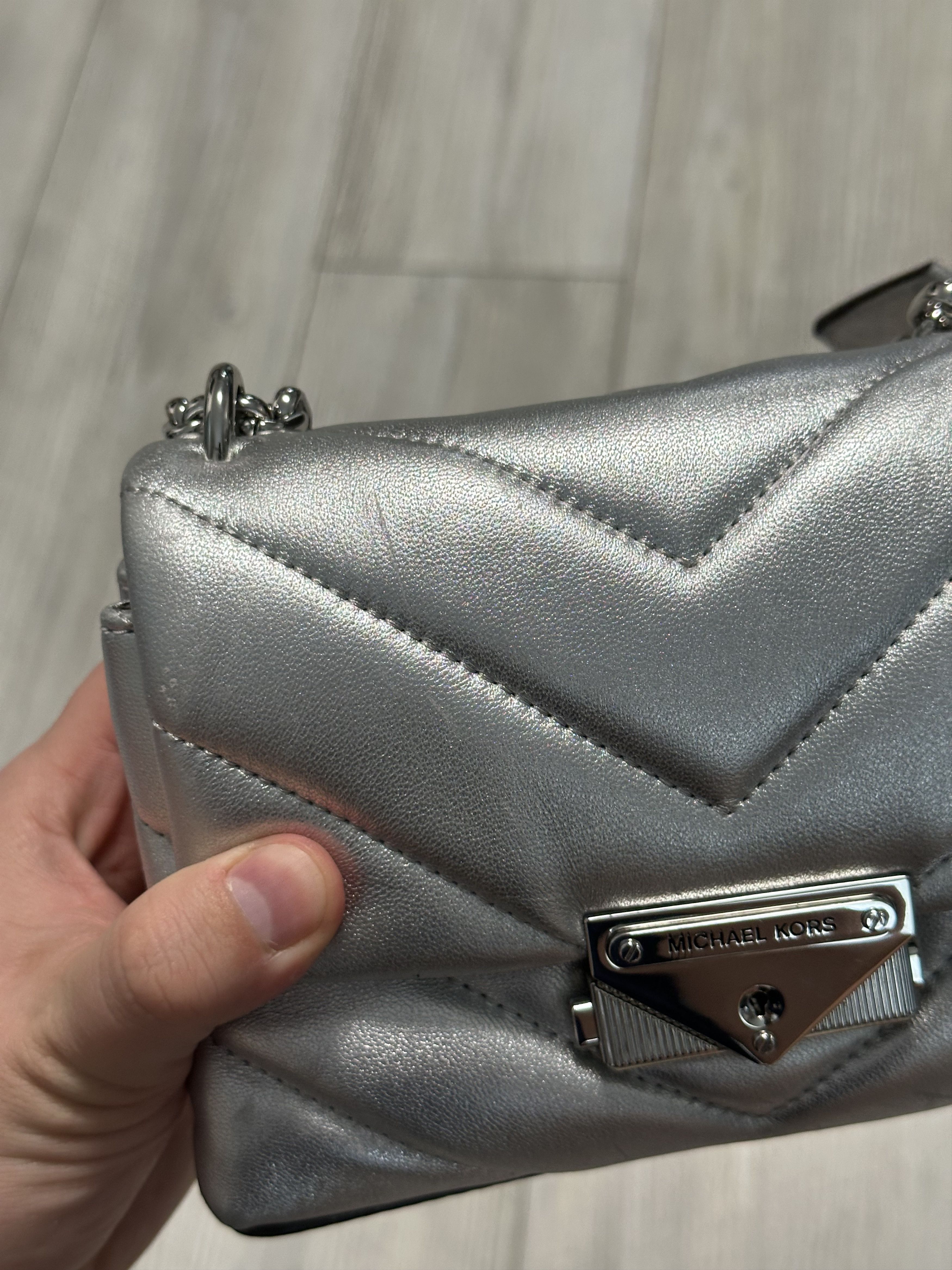 Michael Kors Michael Kors Small Leather Crossbody Bag Silver Handbag Bag Size ONE SIZE - 6 Thumbnail