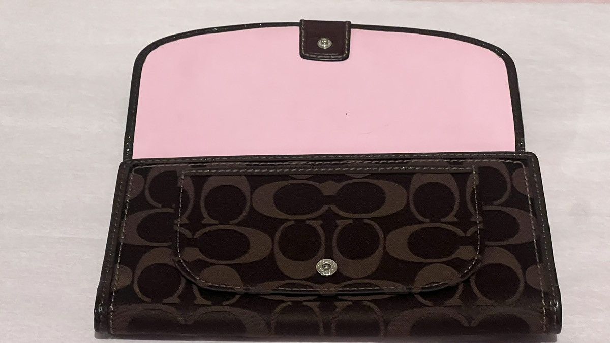 Coach Coach Signature Canvas Long Wallet – Brown / Pink Interior Size ONE SIZE - 6 Thumbnail