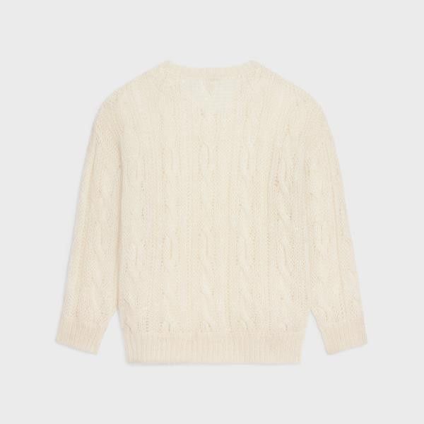 o1w1db10324 Boxy Aran Sweaters in Off White Menswear