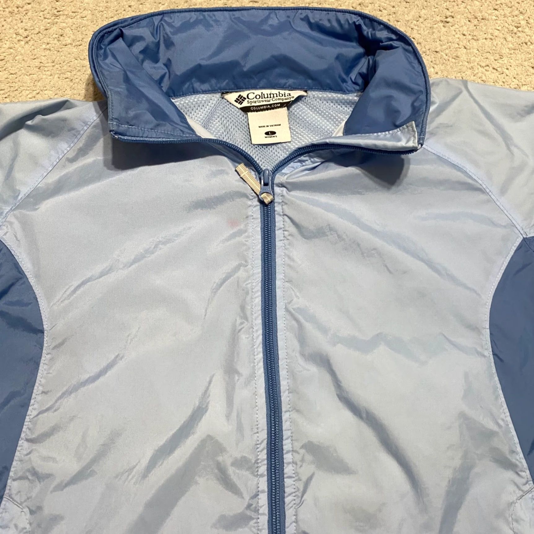 Vintage Columbia Windbreaker Jacket Womens Large Blue Full Zip Hooded Packable Lightweight Softshell Size L / US 10 / IT 46 - 6 Thumbnail
