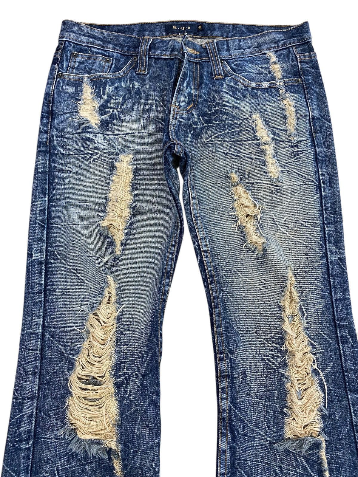 Japanese Brand Japanese Brand Thunder Wash Distressed Style Flare Jeans Size US 33 - 2 Thumbnail