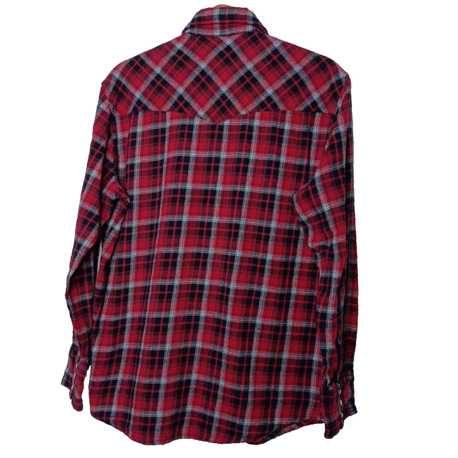 Wrangler VINTAGE Wrangler Wrancher Shirt Large Plaid Red Western Pearl Snap Cowboy Workwear Mens L Red Plaid Western Wear 90s Size US L / EU 52-54 / 3 - 3 Thumbnail