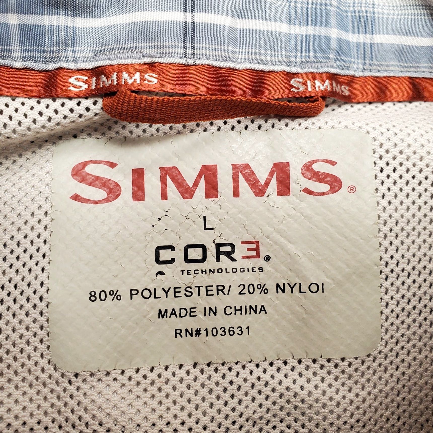 Vintage Simms Shirt Mens Large Blue Plaid Cor3 Performance Blend Vented Western Fishing Size US L / EU 52-54 / 3 - 3 Thumbnail