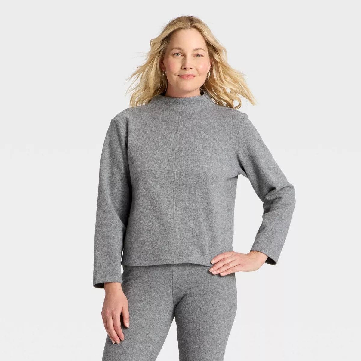 The Unbranded Brand Women's Long Sleeve Brushed Mockneck Top -A New Day Gray XXL Size XXL / US 16-18 / IT 52-54 - 1 Thumbnail