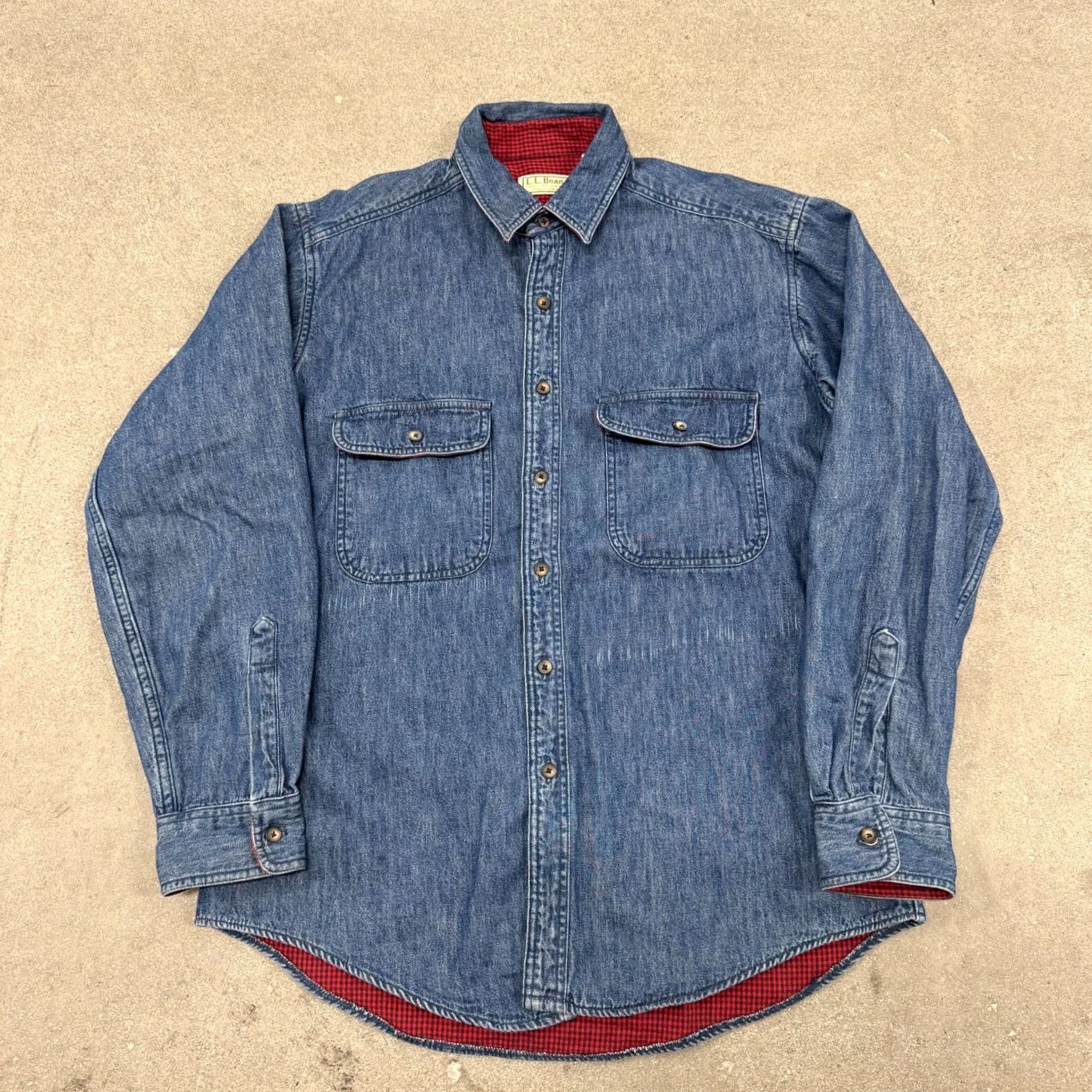 Vintage L.L. Bean Shacket Jacket Men M Blue Denim Flannel Lined Button Front Shirttail Hem Regular Size Medium Size US M / EU 48-50 / 2 - 3 Thumbnail