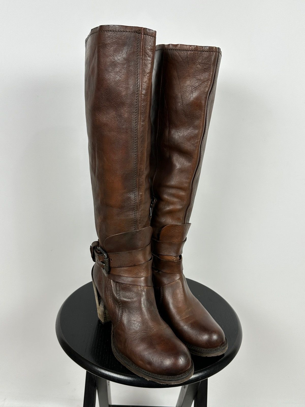 A.S.98 A.S.98. Airstep Brown Leather Knee High Boots Moto Style Size US 9 / IT 39 - 5 Thumbnail