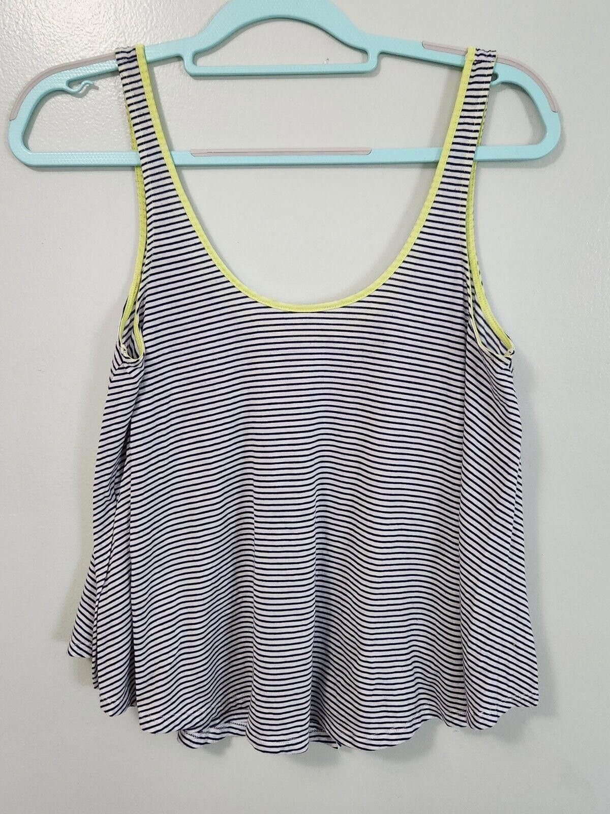 Designer American Eagle Aloha Tank Top Yellow Blue Striped Med Crop Size M / US 6-8 / IT 42-44 - 1 Thumbnail