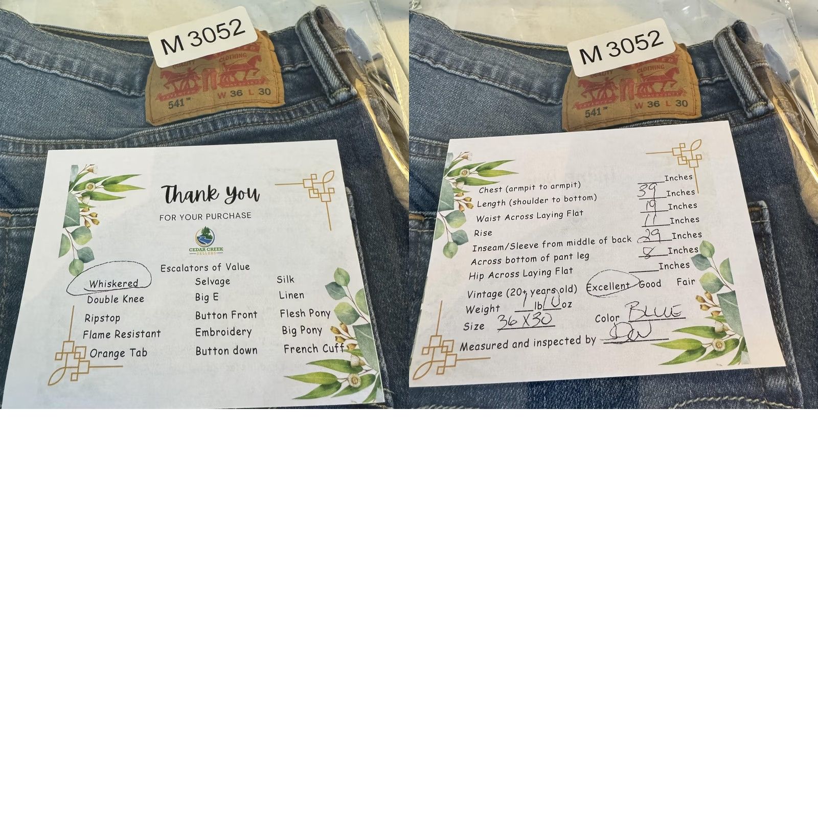 Levi's VINTAGE Levis 541 Jeans Mens 36x30 Blue Athletic Taper Stretch Denim Mid Rise Zip Fly Size US 36 / EU 52 - 8 Thumbnail
