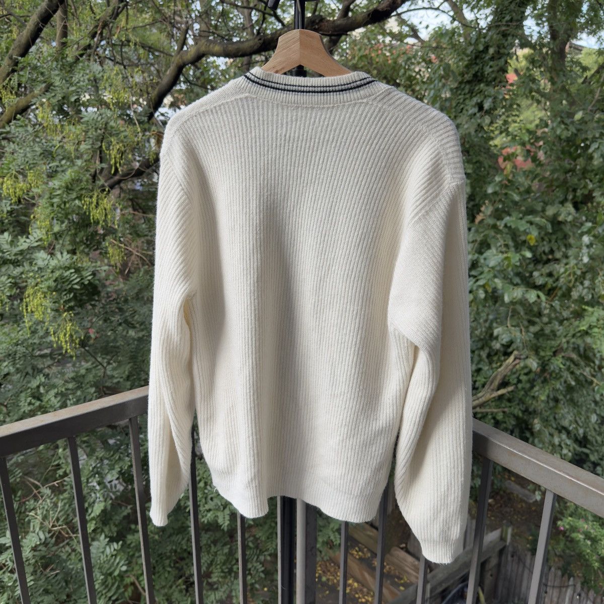 Vintage 60s Striped Acrylic Cardigan Sweater ERD Grunge Kurt Faded Size US L / EU 52-54 / 3 - 2 Thumbnail