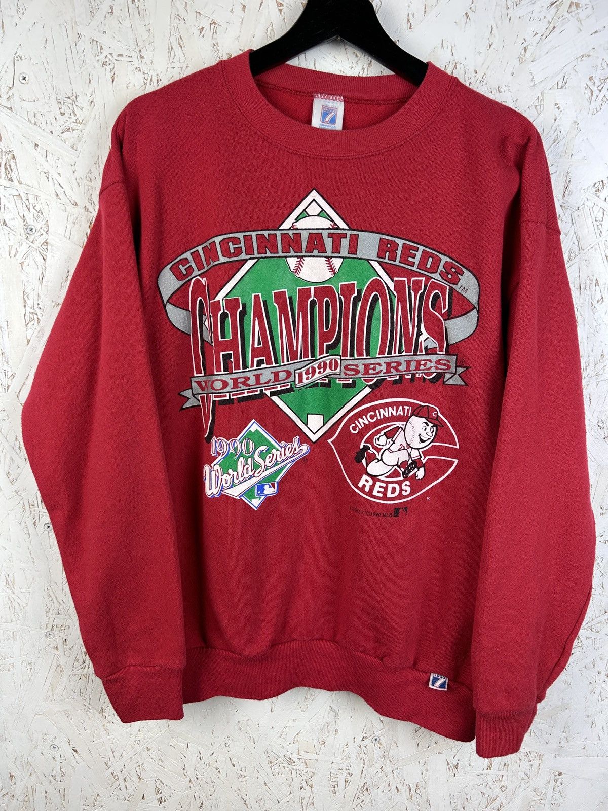 Logo 7 90s Vintage MLB Cincinnati Reds 1990 World Series Sweatshirt Size US M / EU 48-50 / 2 - 1 Thumbnail