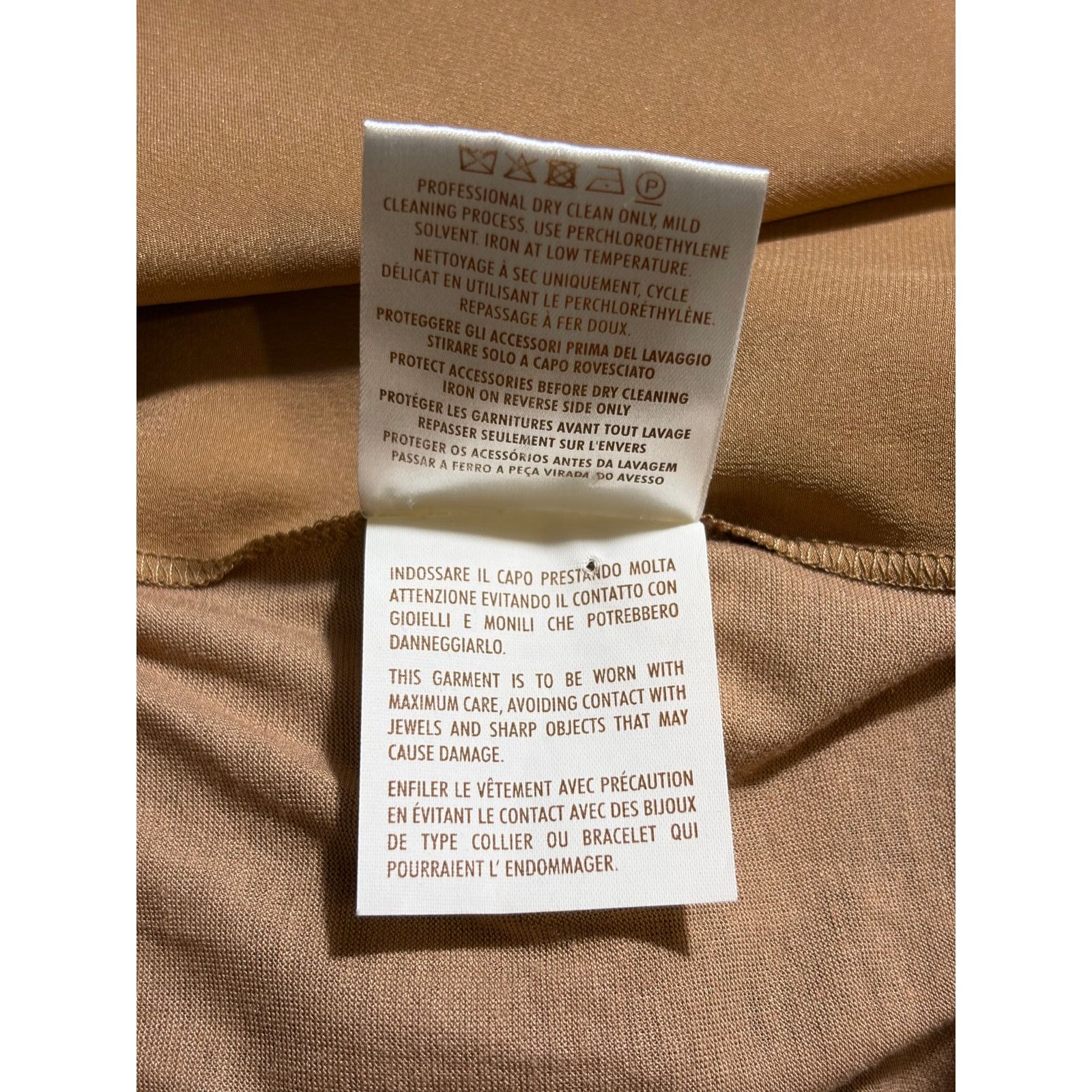 Gucci Vintage Y2K Gucci Gold Brown Bateau Neckline Silk Blouse Size S / US 4 / IT 40 - 9 Thumbnail