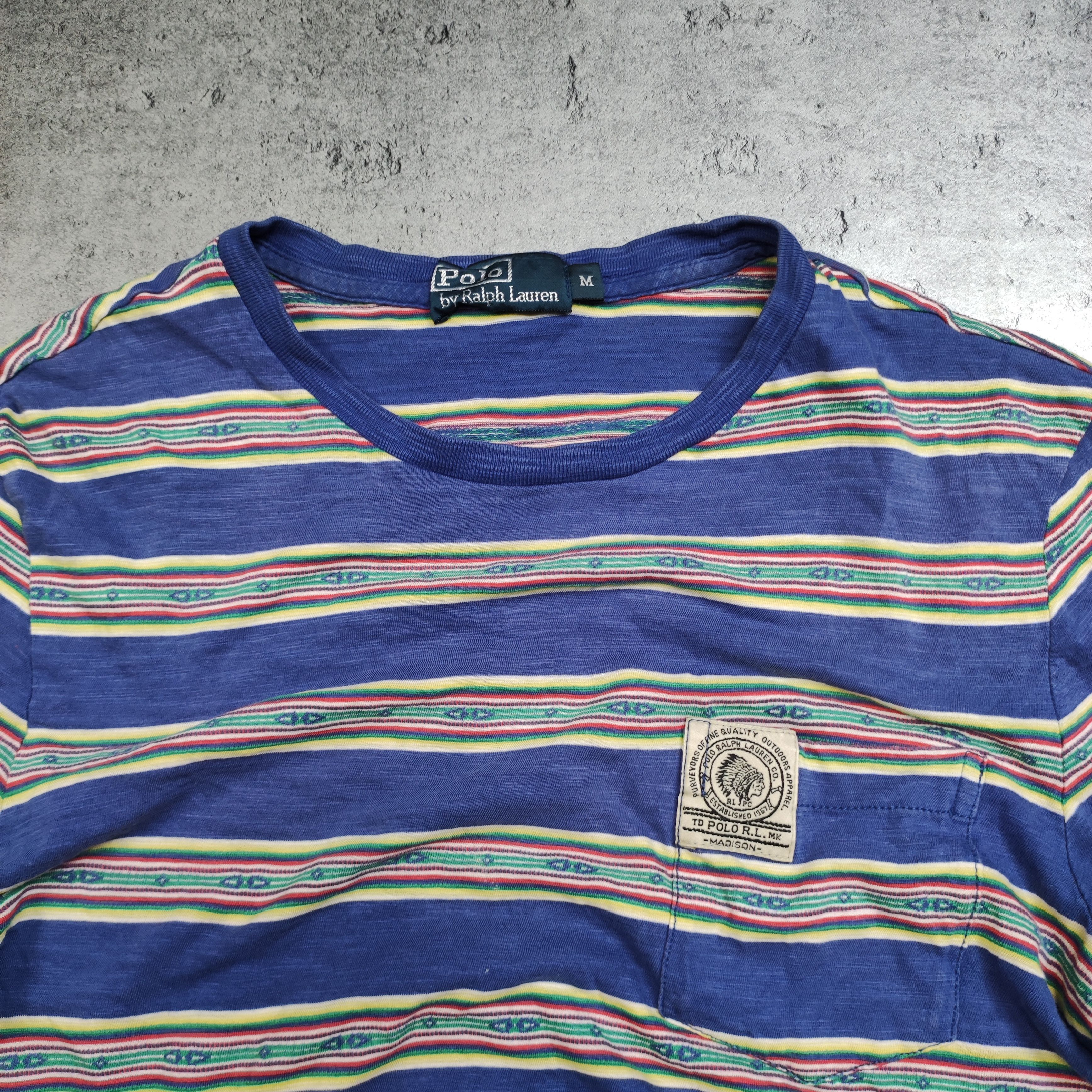 Polo Ralph Lauren × Ralph Lauren × Vintage Vintage RARE 90s Striped Madison Pocket Ralph Lauren Tshirt Size US M / EU 48-50 / 2 - 4 Thumbnail