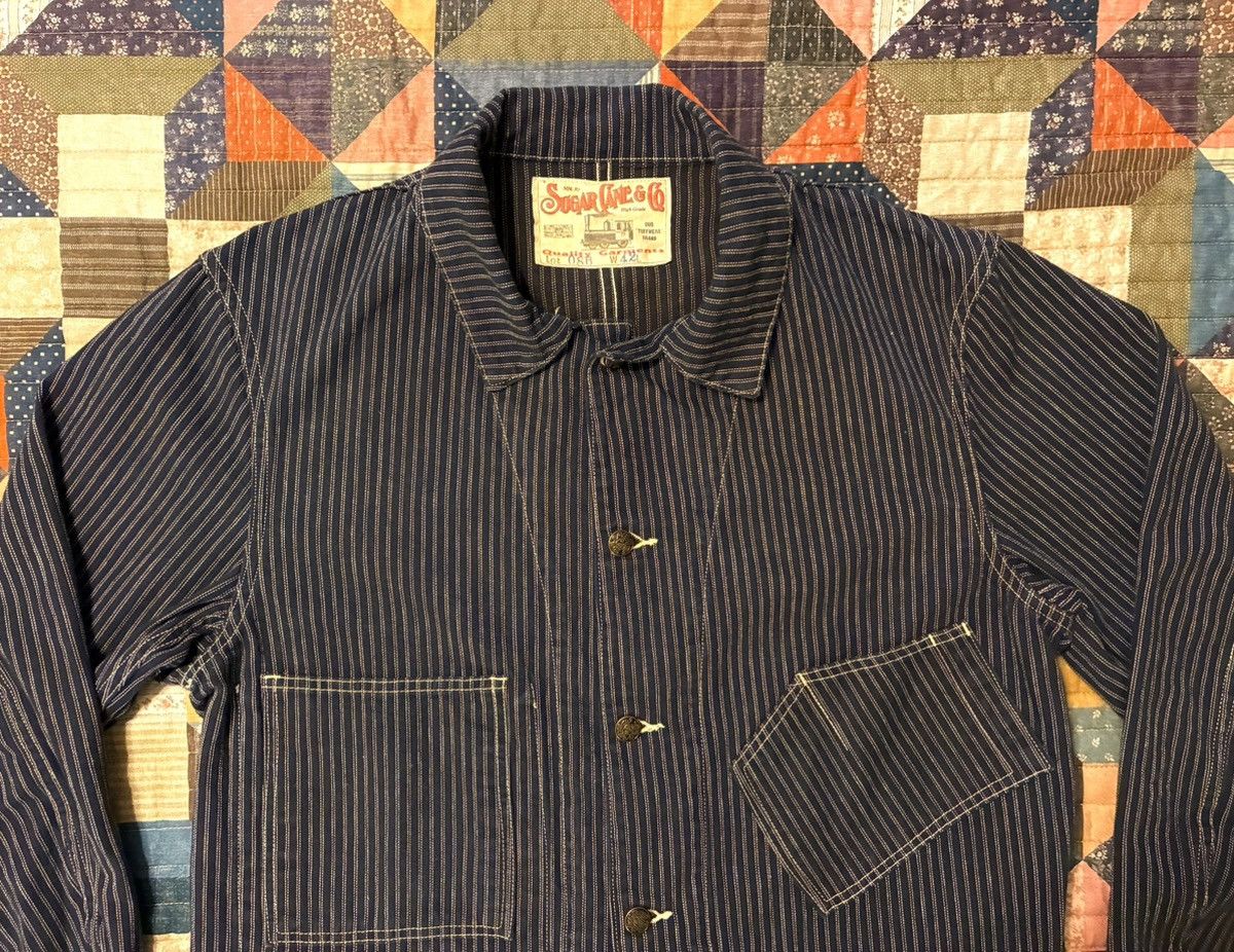 Sugar Cane 🔥RARE🔥 SUGAR CANE CO. WABASH STRIPE CHORE JACKET- 42 X-LRG Size US XL / EU 56 / 4 - 7 Thumbnail