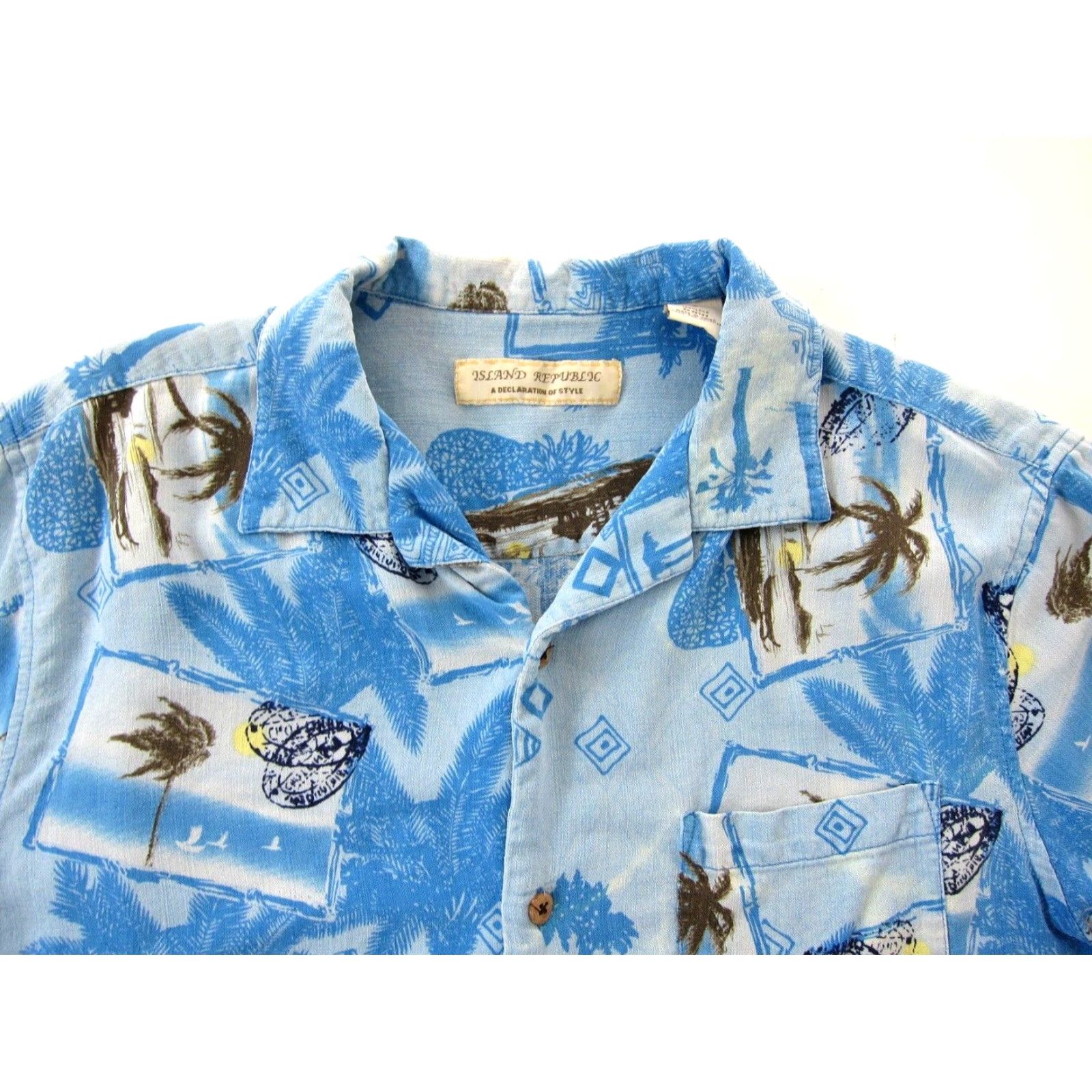 Vintage Vtg Island Republic Silk Blue Floral Hawaiian Button Short Sleeve Shirt Men L Size US L / EU 52-54 / 3 - 3 Thumbnail