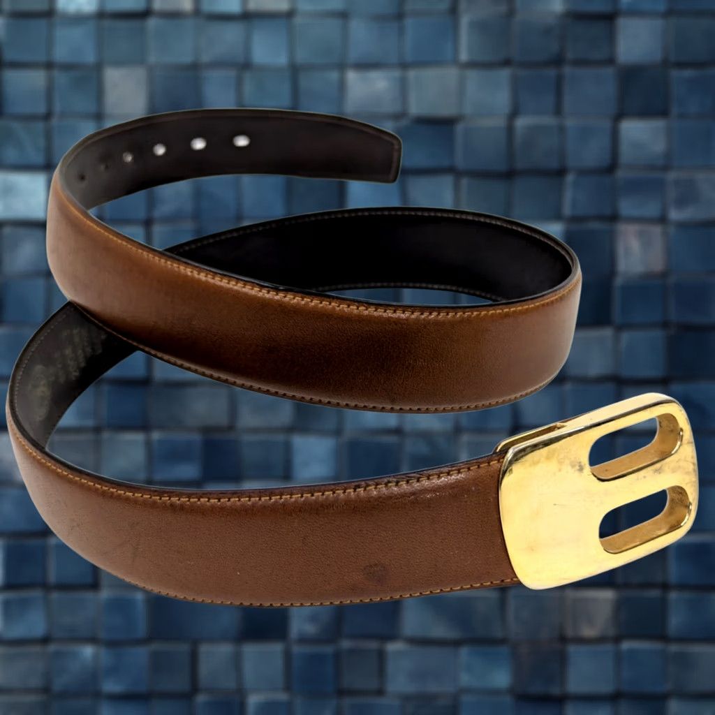 Vintage VINTAGE Miller Aniline Glove Leather Belt 36 Gold Hook Buckle Men Leather Brown US Size ONE SIZE - 1 Thumbnail