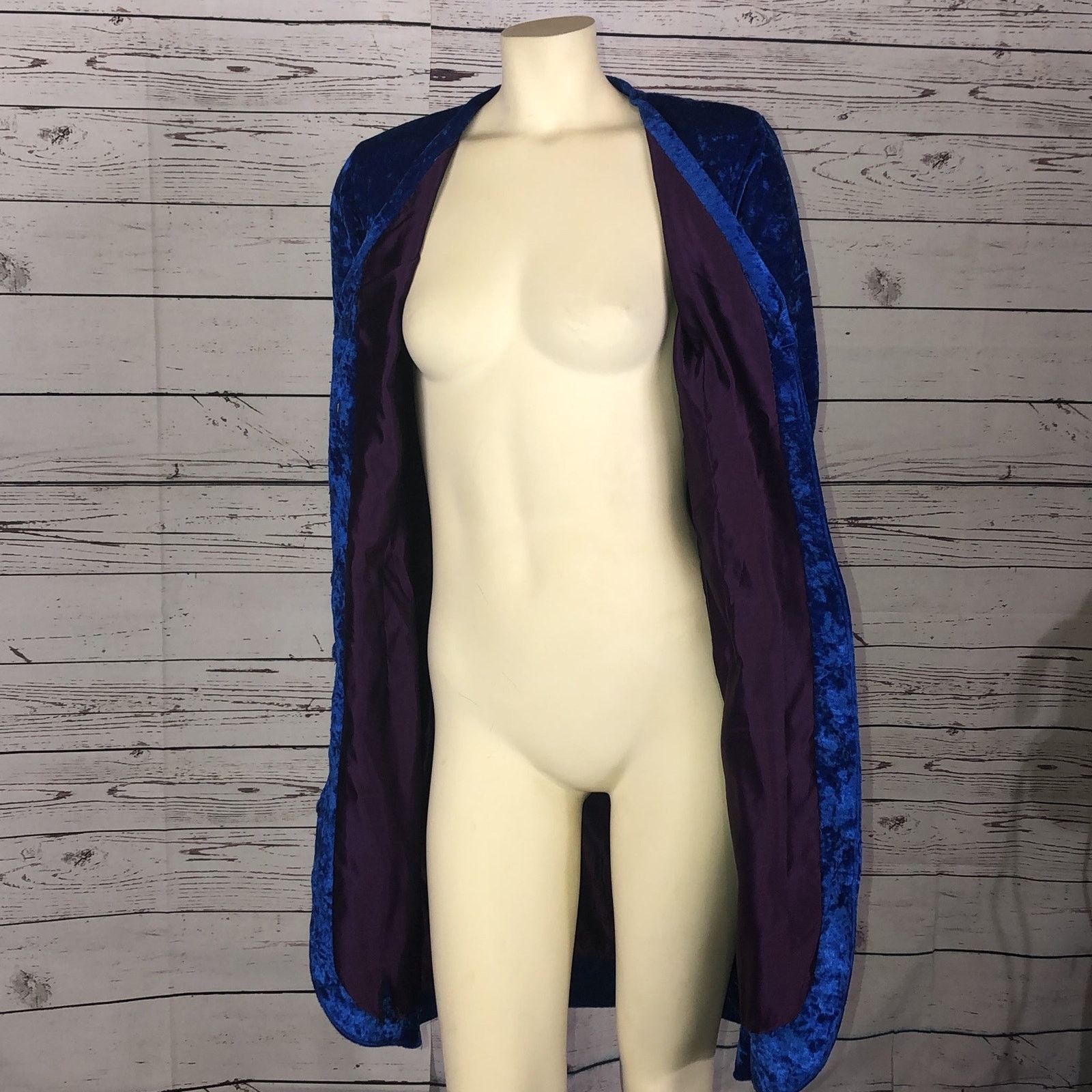 Handmade VVTG 70's handmade crushed velvet blue coat dress small Size S / US 4 / IT 40 - 11 Thumbnail