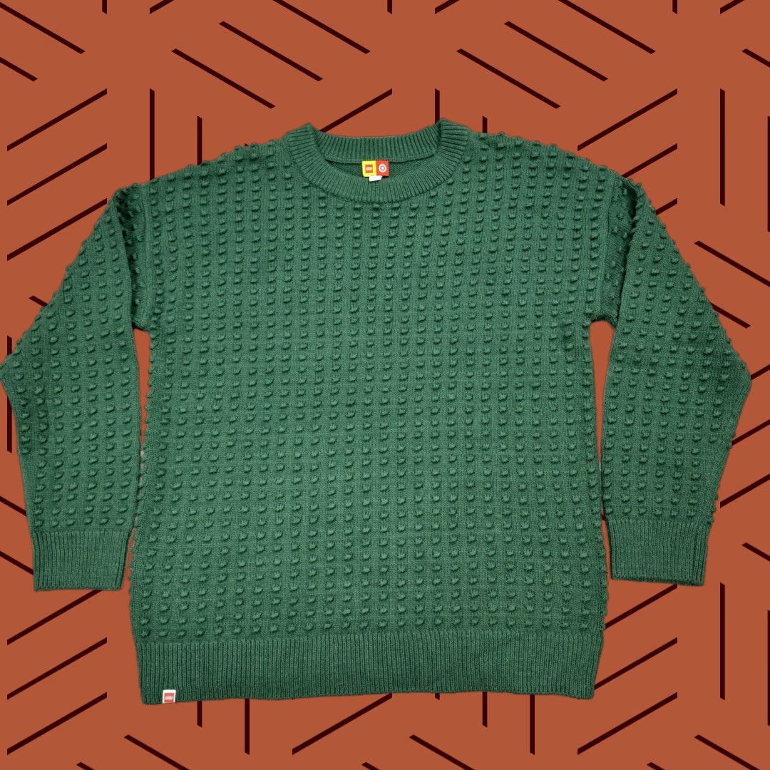 LEGO LEGO MENS TEXTURED BRICK KNIT SWEATER GREEN SIZE LARGE Size US L / EU 52-54 / 3 - 1 Thumbnail