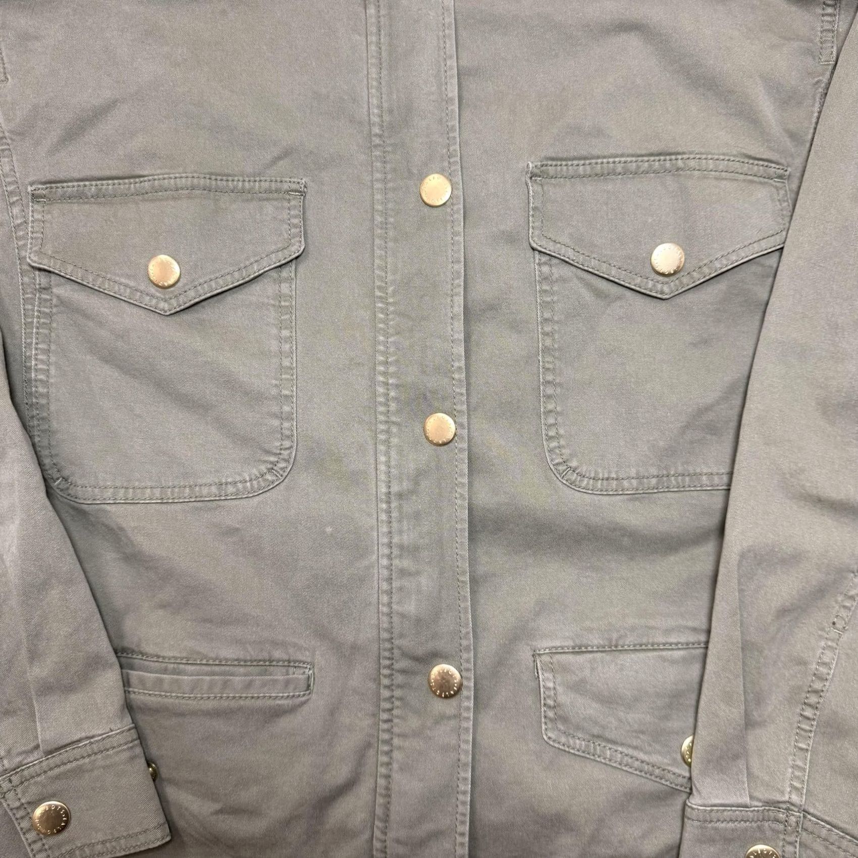 Talbots Talbots Jacket Womens XL Green Military Twill Snap Front Short Utility Pockets Size 40" / US 18 - 2 Thumbnail