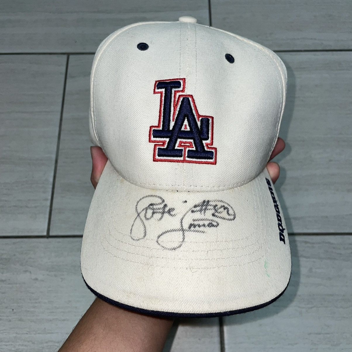 Dodgers Jose Lima #42 Autographed Hat