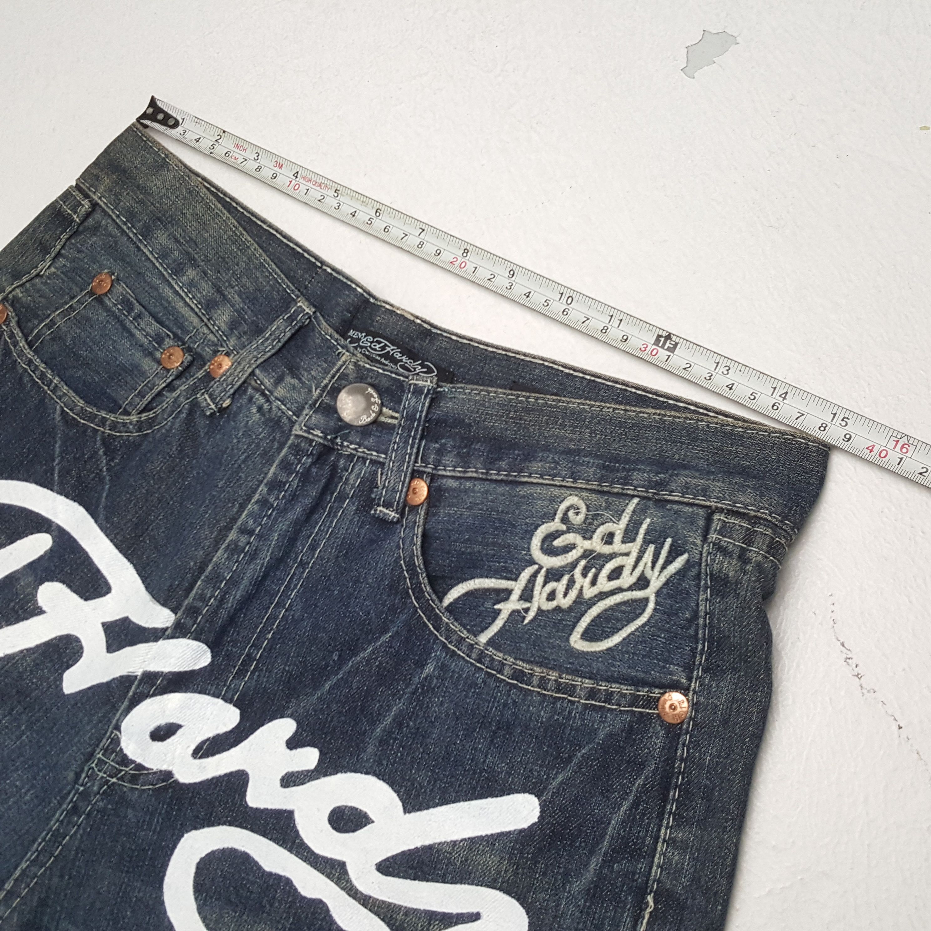 Christian Audigier × Ed Hardy × Vintage ED HARDY Designer Brand Fashion Style Custom Art Jeans Size US 30 / EU 46 - 7 Thumbnail