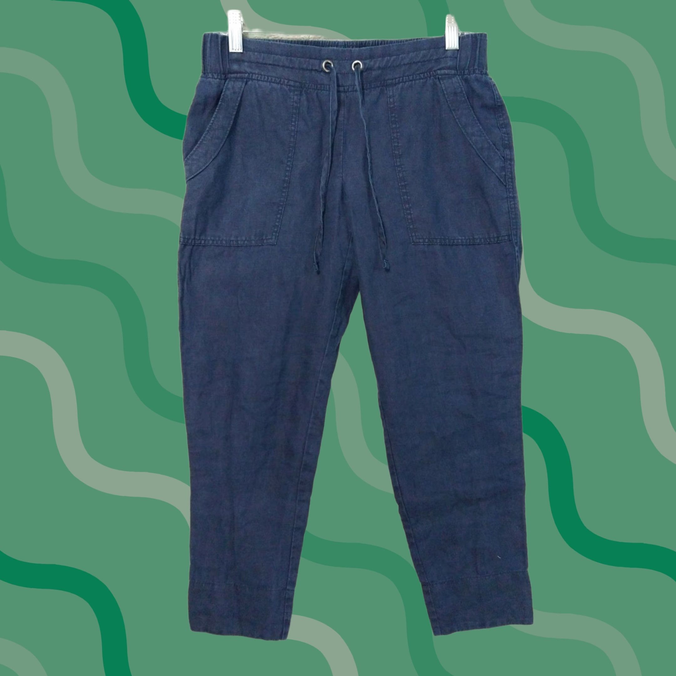 Athleta Athleta Pants Womens 4 Navy Blue Linen Ankle Taper Leg Pull On Mid Rise Pants Size 27" / US 4 / IT 40 - 1 Thumbnail