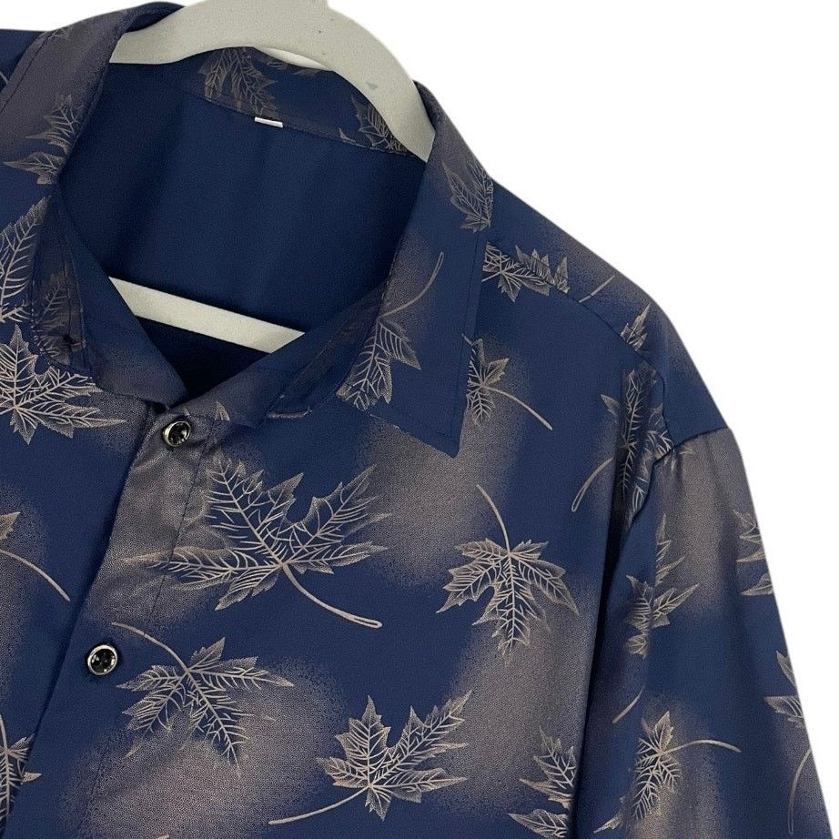 Other Mens Navy & Gold Foil Leaf Print Short Sleeve Button Down Size US L / EU 52-54 / 3 - 2 Thumbnail