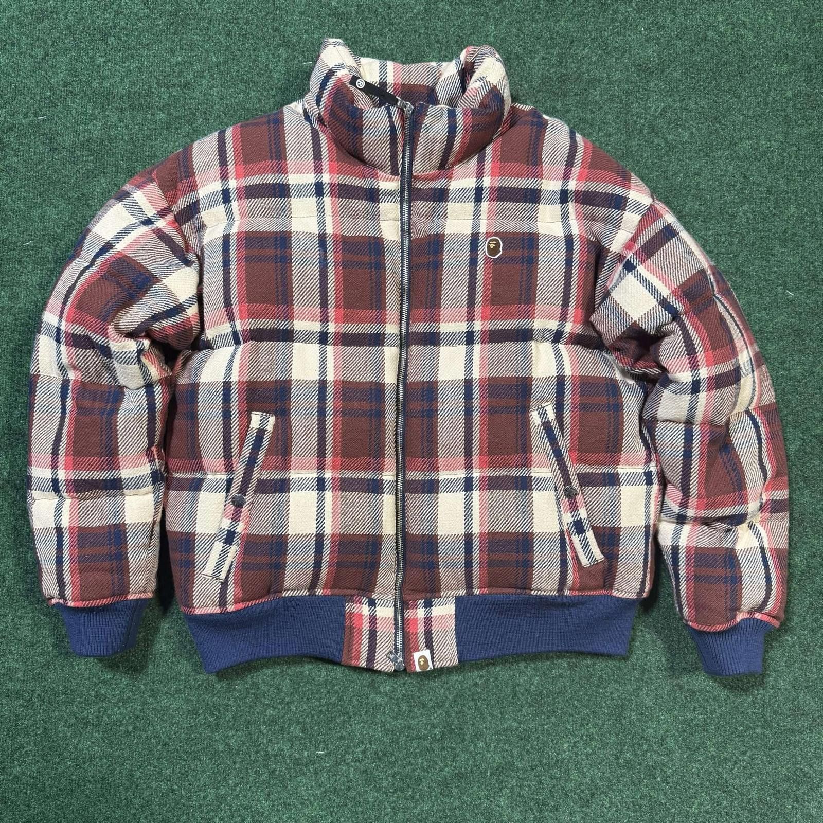 Bape Bape Red & Beige Plaid Down Bomber Jacket M New Size US M / EU 48-50 / 2 - 2 Thumbnail