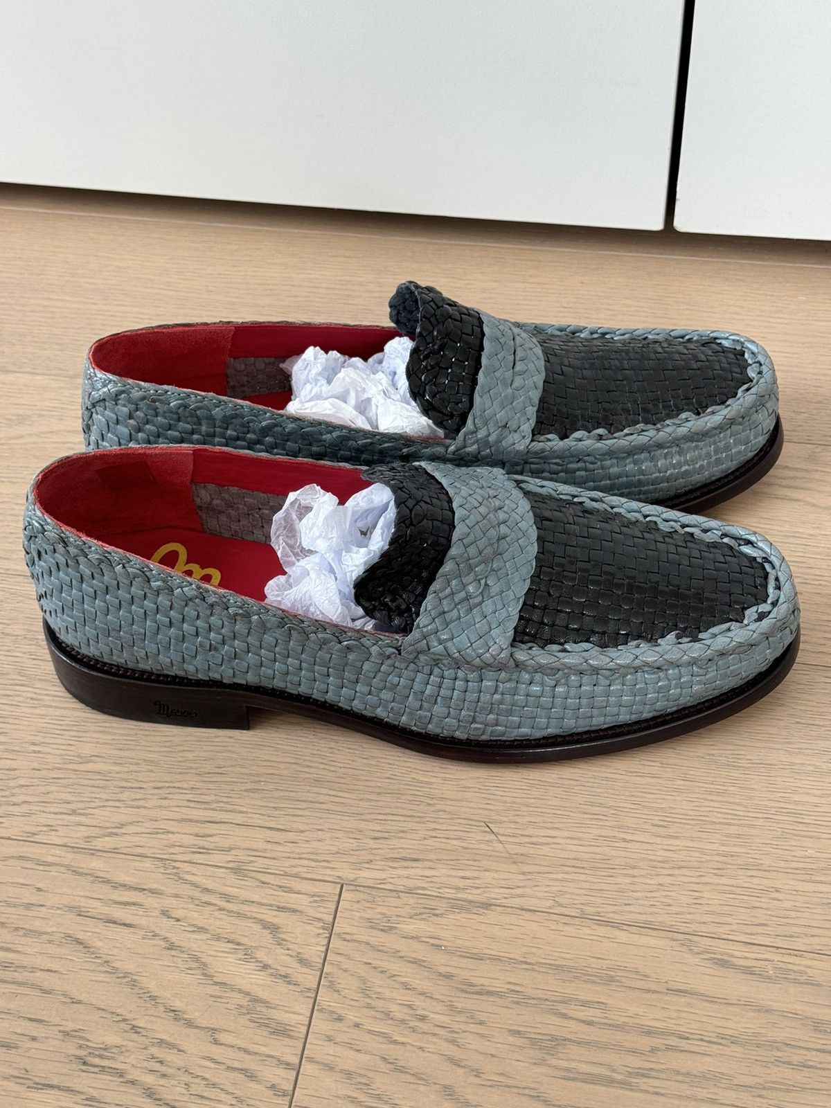 image of Marni Woven Leather Penny Loafer Blue / Navy 44, Men's (Size 11)