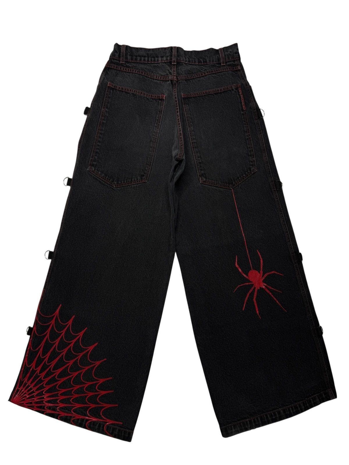 JNCO Vintage Y2K Sinister Spider Denim Baggy Jeans Size US 32 / EU 48 - 2 Thumbnail