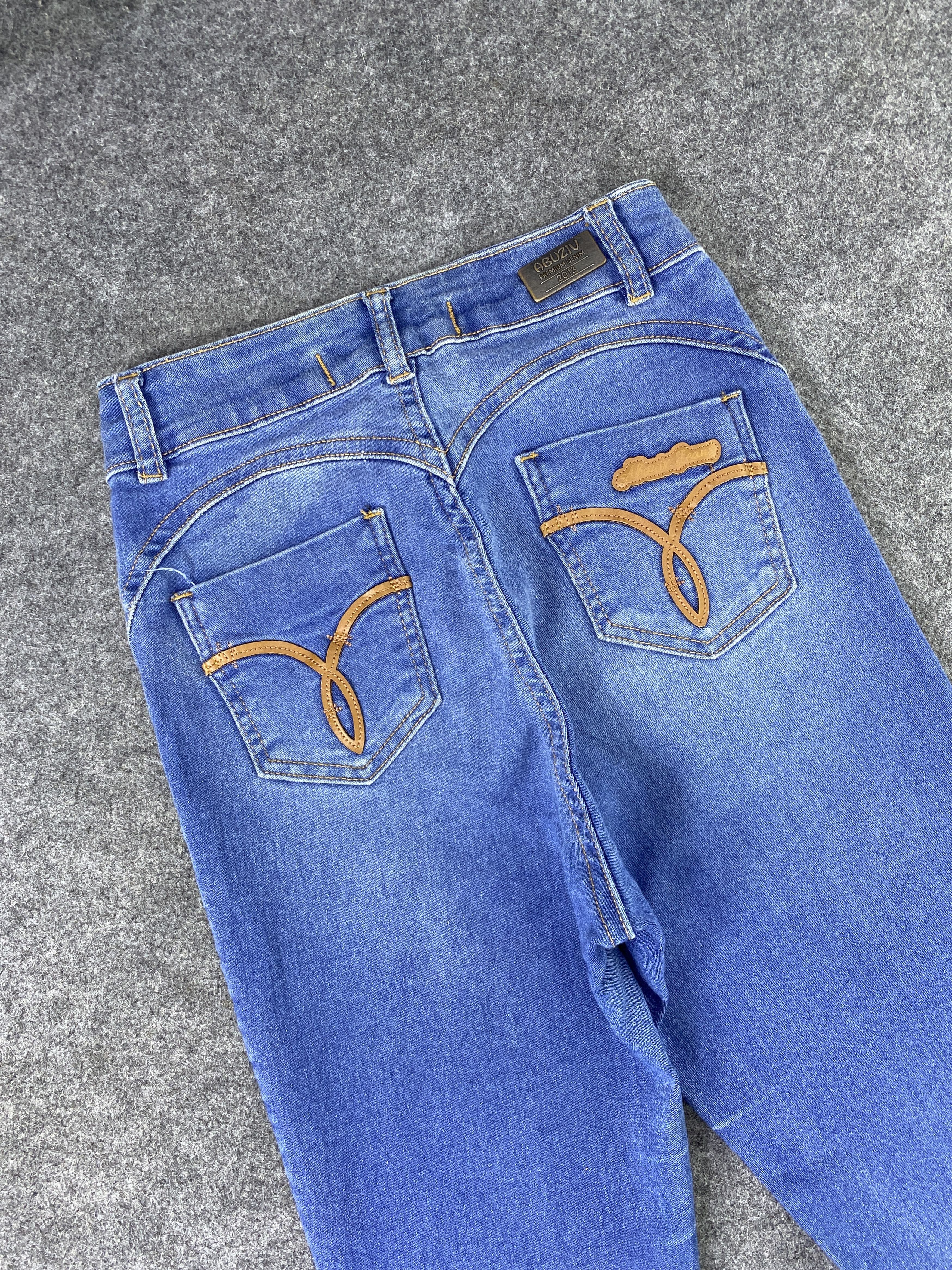 Jean ABUZIV JEANS BLUE WASH FLARE DENIM-J1135 Size 24" / US 00 / IT 34 - 6 Thumbnail