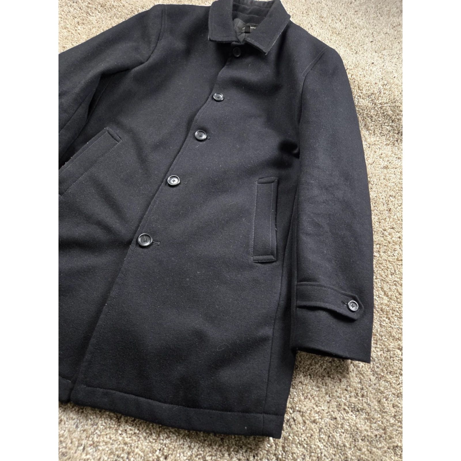 Banana Republic Banana Republic Overcoat Mens Medium Black Wool Blend Lined Car Coat Size US M / EU 48-50 / 2 - 2 Thumbnail