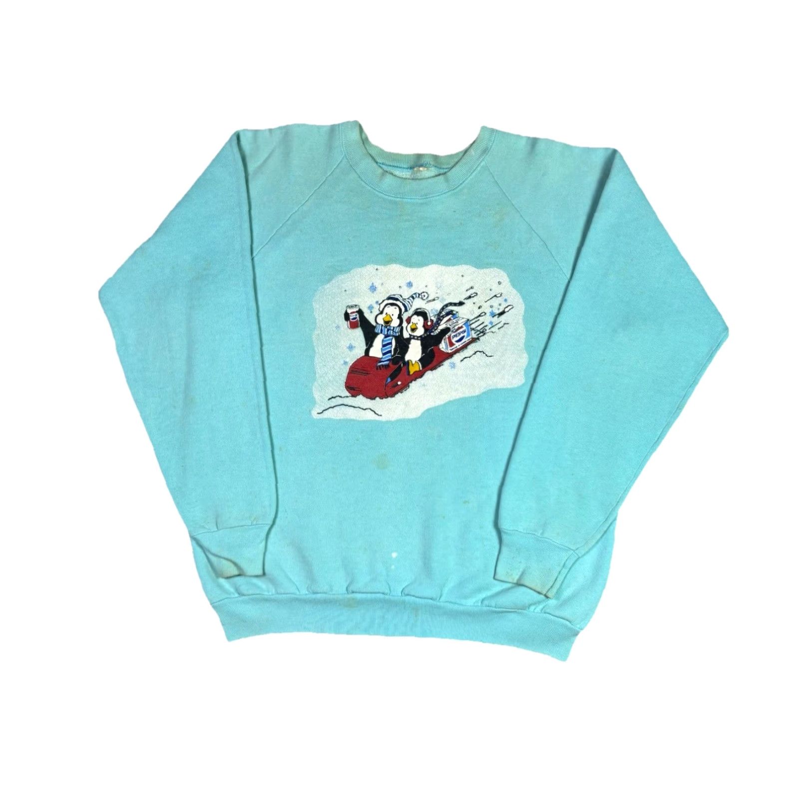 Hanes VINTAGE Pepsi Penguin Promo Art Sweatshirt Blue Logo Print Adult Medium Hanes Sweatshirt Mens Cotton Knit Pullover All Seasons Size US M / EU 48-50 / 2 - 2 Thumbnail
