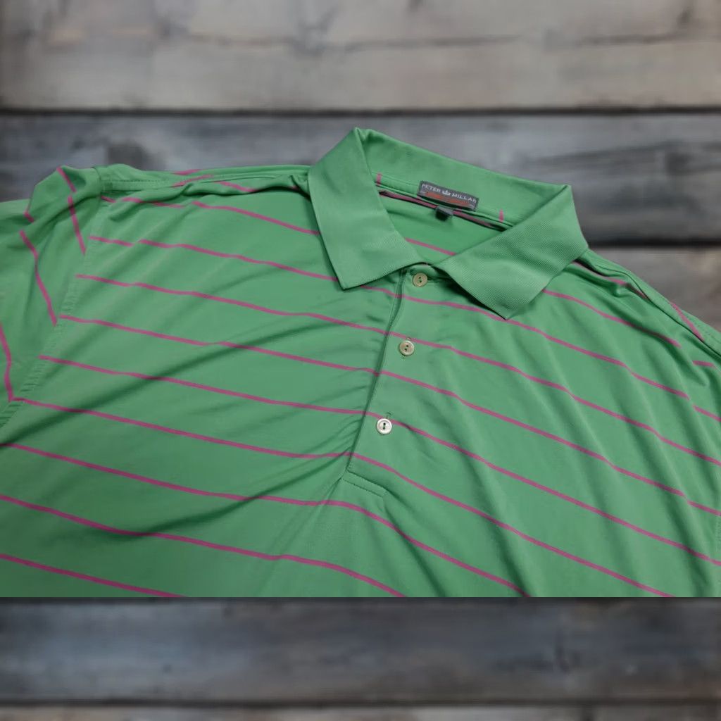 Peter Millar Peter Millar Summer Comfort Polo Mens Large Green Stripe Golf Stretch Shirt Size US L / EU 52-54 / 3 - 1 Thumbnail