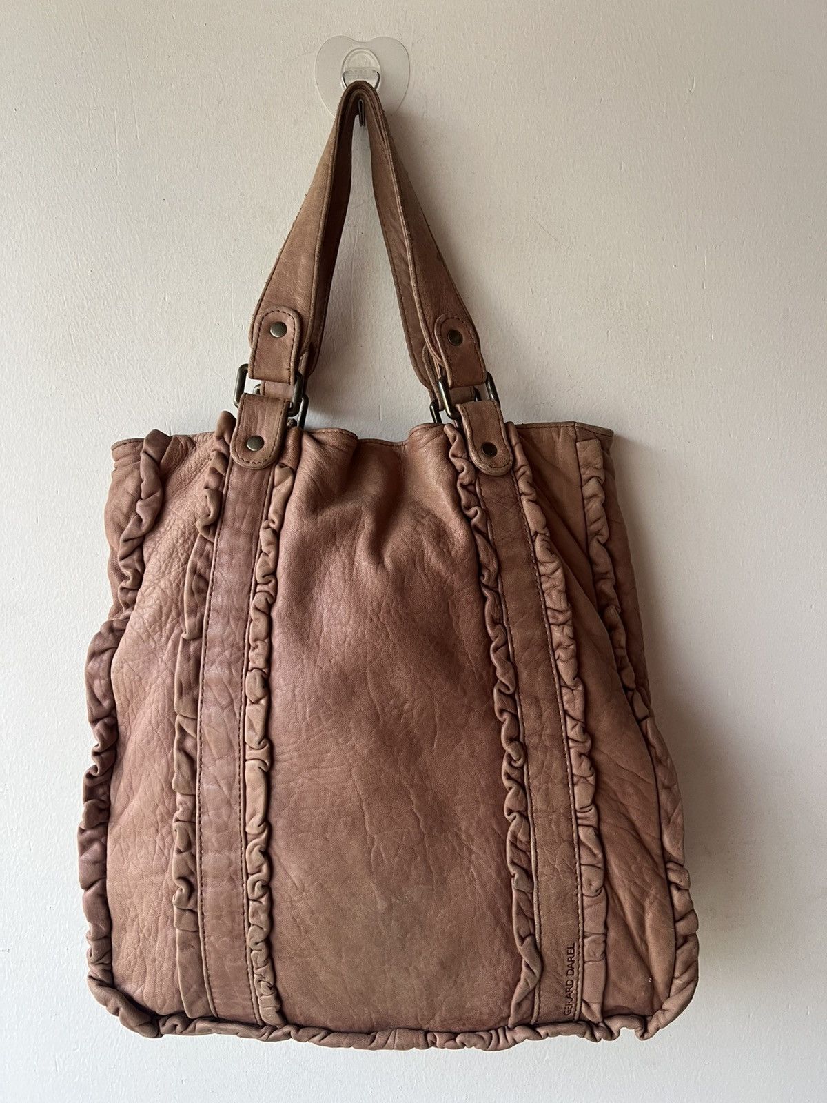 Leather Vintage Gerard Darel Distressed Patina Leather Tote Bag Size ONE SIZE - 2 Thumbnail