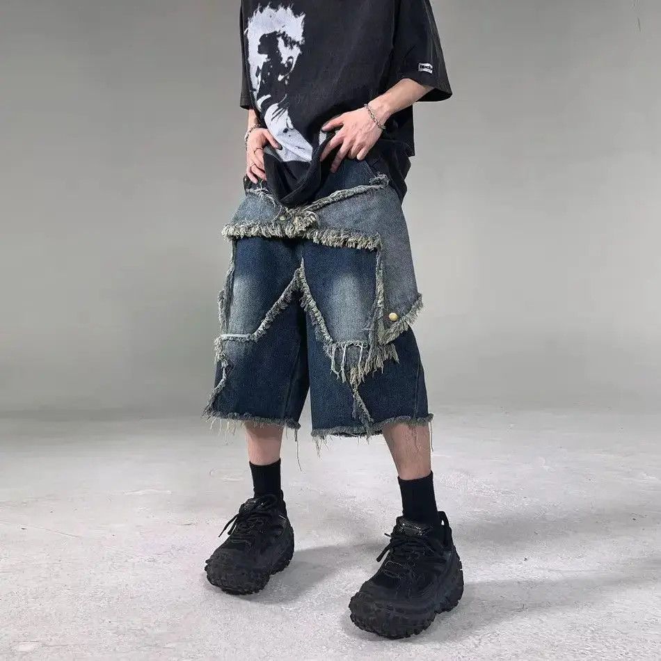 Japanese Brand Retro loose straight leg wide leg denim shorts Size US 32 / EU 48 - 5 Thumbnail