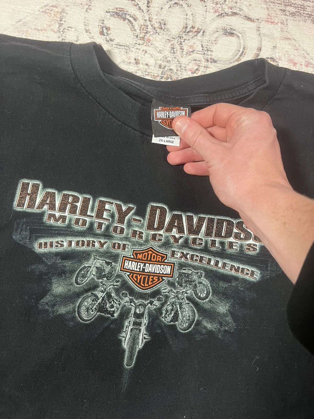 Harley Davidson Vintage Y2K Man O’War Harley Davidson Faded Biker Tee Size US XXL / EU 58 / 5 - 4 Thumbnail