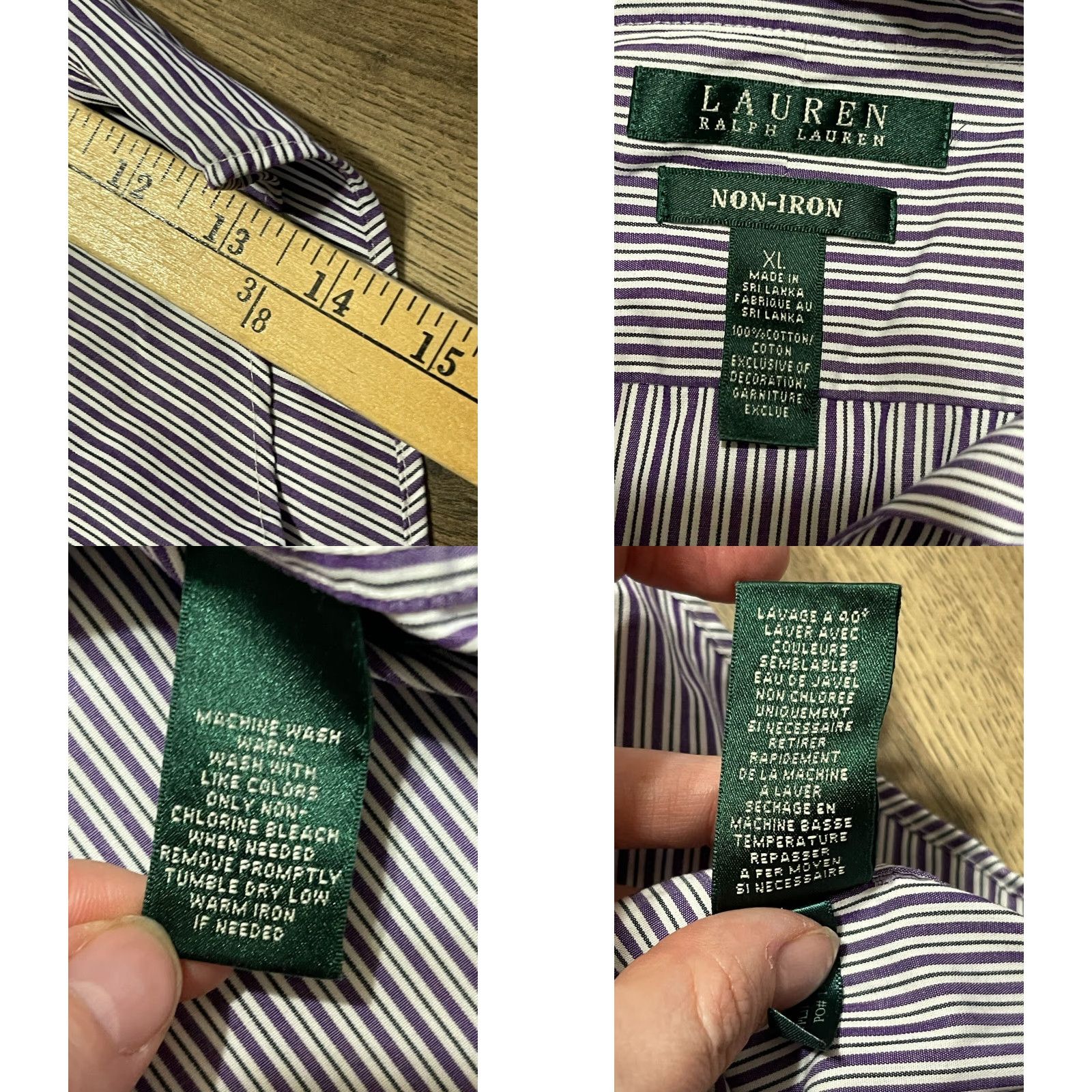 Ralph Lauren Lauren Ralph Lauren Shirt Men XL Purple White Striped Button Up Non Iron - Casual, Regular Fit, Long Sleeve, Collared, Free Return Size US XL / EU 56 / 4 - 8 Thumbnail