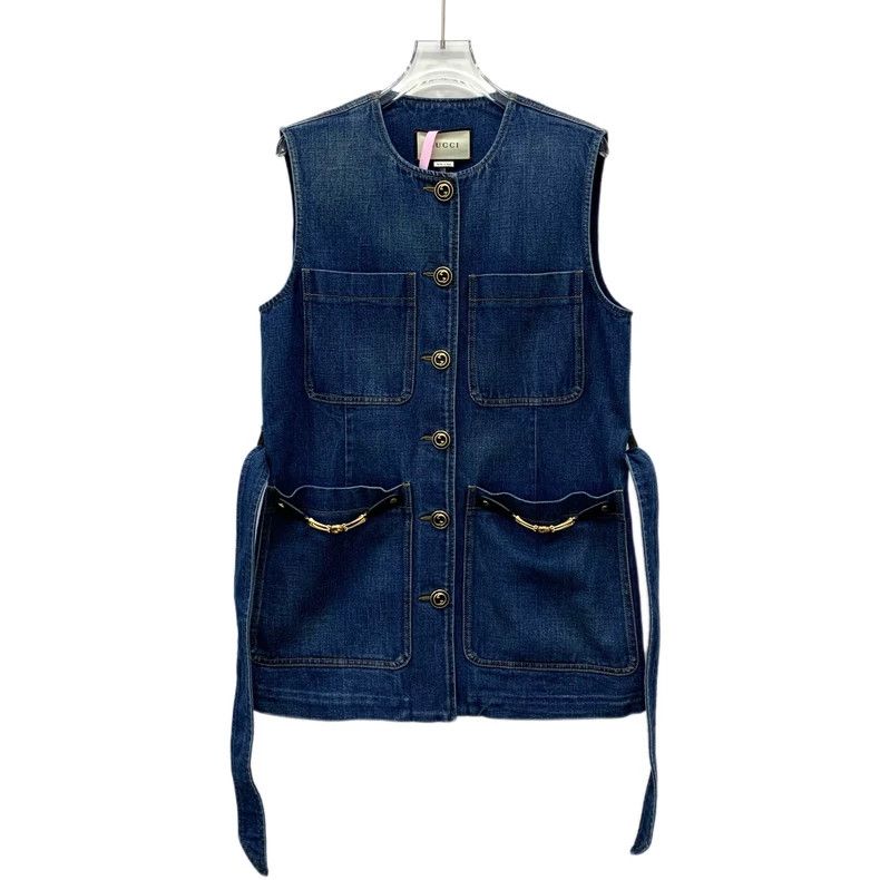 Gucci Gucci Dark blue cotton round-neck sleeveless single-breaste Size S / US 4 / IT 40 - 1 Thumbnail