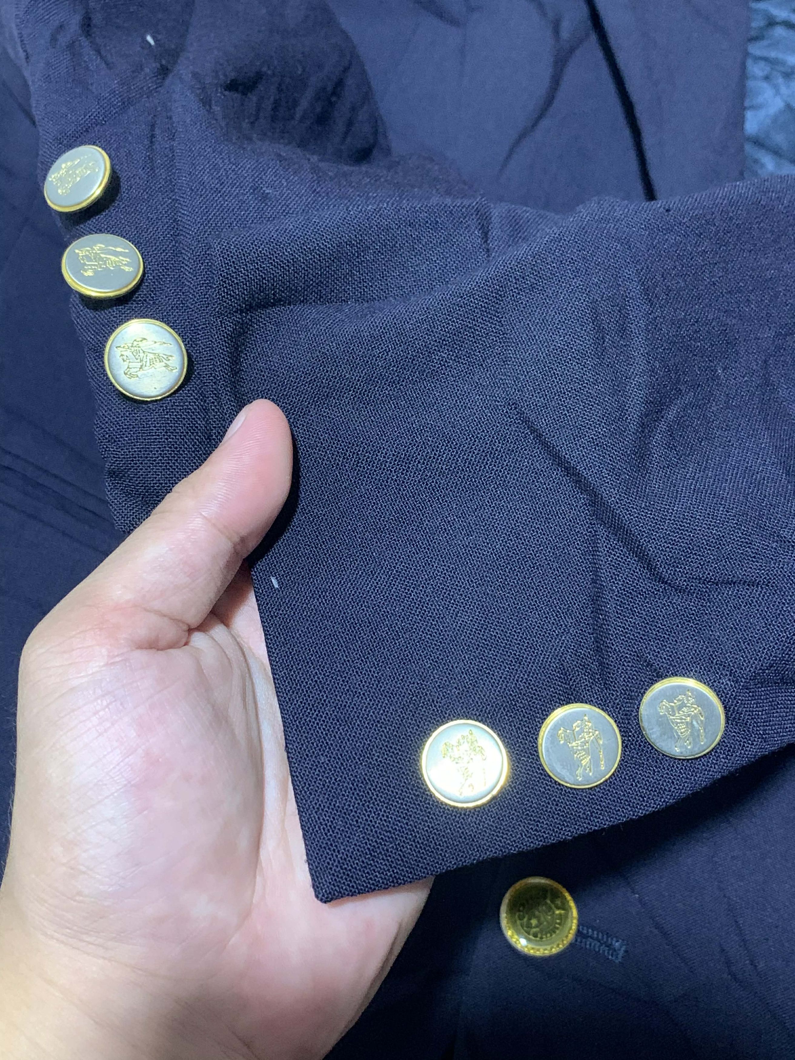 Burberry Burberry's 80's Pure Wool Single Breasted Blazer Navy Size 44R - 8 Thumbnail