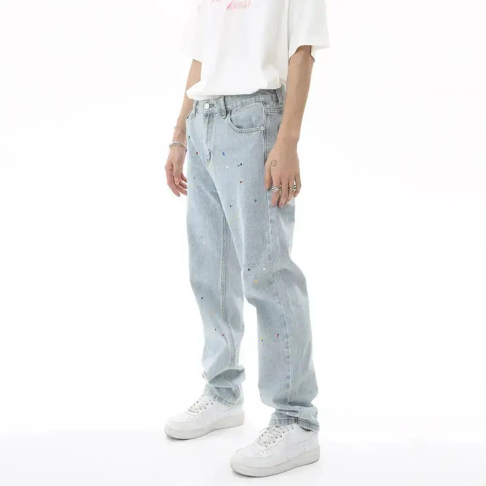 Japanese Brand Retro loose straight leg graffiti jeans Size US 32 / EU 48 - 2 Thumbnail